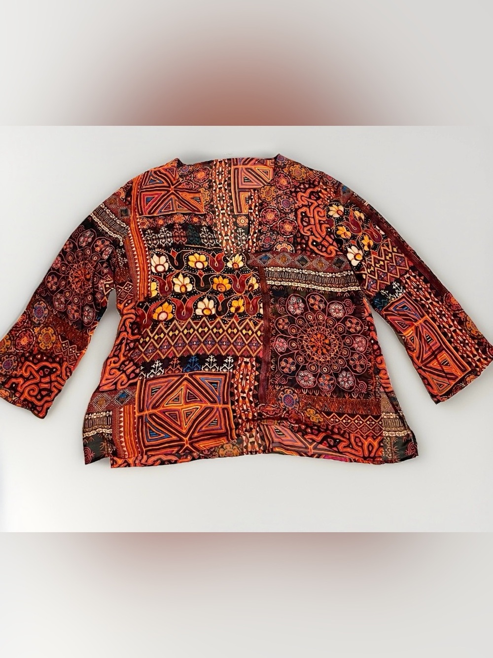 Chicos Patterned Boho Tunic Top Size 3 (16/18/XL)